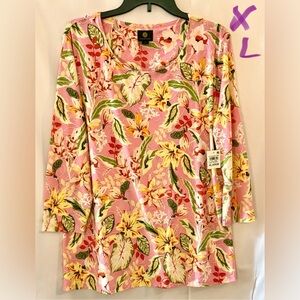 JM Collection Pink Floral Top